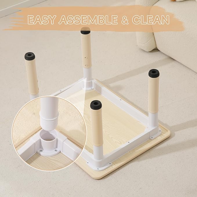 Kids Table & Chairs Set, Height Adjustable Toddler Study Table with Anti-Slip Foot Covers, Ages 2-10