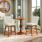 COSTWAY Swivel Bar Stools Set of 2, 27" Counter Height Bar Chairs with Rubber Wood Legs, Upholstered Linen Barstools with Back & Cushioned Seat, for Kitchen Island, Home, Beige (2,Beige)