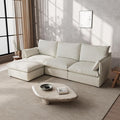 Waterproof Cloud Sectional Couches,High Backrest Down Filled Sofa for Living Room,94.5" Modular Sofas L-Shaped with Ottoman,Detachable Couch Covers,Cream White