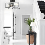 Bofea-Modern Black Semi Flush Mount Ceiling Light Star Ceiling Light Vintage Octagon Lights Fixture Black Flush Light Fixture for Bedroom 2-Lights Clear Glass Semi Flush Mount Chandelier for Hallway