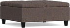 SIMPLIHOME Harrison 36 inch Wide Transitional Square Coffee Table Storage Ottoman in Mink Brown Tweed Look Fabric, Assembled, for the Living Room and Bedroom