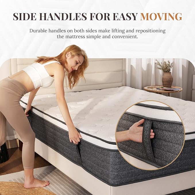 CH CHARME HOUSE Twin Mattress, 12 Inch Twin Size Hybrid Mattress in a Box, Medium Feel Foam and Individual Pocket Springs, Extra Edge Support, Pressure Relief, CertiPUR-US