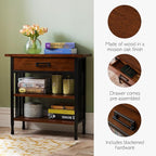 Leick Home SINCE 1912 Ironcraft Foyer Bookcase with Drawer Storage