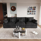 JACH Sectional Couches for Living Room, 3 Seater Cloud Sectional Couch with Deep Seat, Down Filled Modular Sofa, Covers Removeable & Washable, Sofas Furniture for Living Room, Black