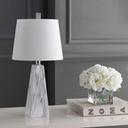 JONATHAN Y JYL1037A Owen 20.5" Resin LED Table Lamp, Contemporary, Office, Living Room, Family Room, Dining Room, Bedroom, Hallway, White Marble Finish