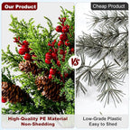 8PCS Artificial Pine Branches with Red Berry Pine Cones Artificial Needles Branches Greenery Stems Fake Greenery Floral Arrangements