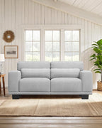 Marsail Modern 65 Inch Linen Fabric Sofa, 2-Seater Couch with Wide Armrests, Deep Cushions & Removable Washable Covers, Comfortable Living Room Furniture, Grey