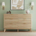 Fluted Dresser for Bedroom,49.6'' Modern Wooden Dresser with 6 Drawers, Bedroom Dressers, Natural Wood Chest of Drawers for Living Room, Hallway (Oak)