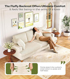 87in Corduroy Couch, Kidirect Sofa No Tool Assembly, Comfy Couches for Living Room 21in Deeper Seats, Corduroy Sofas for Living Room with 2 Pillows, Oversized Loveseat Sofa, Boho Love Seat Beige Couch