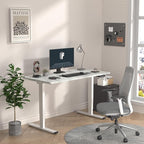 FLEXISPOT E6 3 Stages Dual Motor Electric Standing Desk 48x30 Inch Whole-Piece Board Height Adjustable Electric Sit Stand Desk(White Frame + Marble Grey Desktop, 2 Packages)