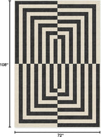 RUGGABLE x Jonathan Adler Machine Washable Modern Area Rug – Op Art Charcoal 6x9, Stain-Resistant, Non-Slip – Medium Rugs for Living Room, Bedroom, Hallway, Entryway & Office–with Cushioned Pad