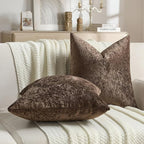 FUTEI Dark Coffee Flannel Throw Pillow Covers 22x22 Inch Set of 2,Soft Dimensional Textured Cushion Cases,Modern Home Decor for Couch Living Room