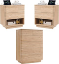 ACCOHOHO Modern Bedroom Set, 3 Pieces Bedroom Furniture Set, Wood 6 Drawer Dresser and Nightstands Set of 2, Chest of Drawers Wide Storage Organizer Cabinet for Bedroom,Natural Oak
