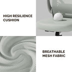 Computer Desk Chair with Wheels, Mesh Office Chair with Flip Up Arms, Adjustable Lumbar Support, Swivel Desk Chair Comfy, All Grey