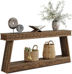 LITTLE TREE 70.87" Long Farmhouse Console Table, 2-Tier Shelf Narrow Accent Entryway Sofa Table for Living Room, Behind Couch, Hallway - Dark Brown