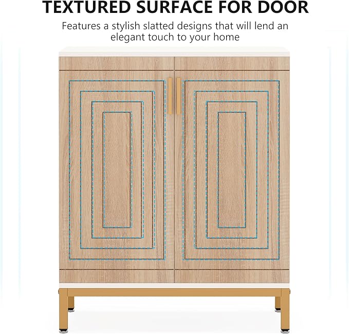 Tribesigns Shoe Cabinet with Doors, 20 Pairs Entryway Shoe Storage Cabinet with Shelves, 5-Tier Modern Free Standing Shoe Racks Storage Organizer for Closet, Living Room, Bedroom(White/Natural)