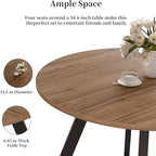 34.6'' Round Dining Table Mid Century Modern Small Round Coffee Table, Saving Space (Walnut Table)