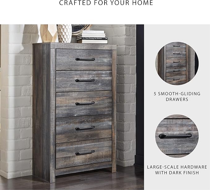 Signature Design by Ashley Drystan Casual 5 Drawer Chest, Dark Brown & Gray