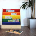 Factory Direct Partners 13745-AS Birch SoftScape Sling Book Display, 4-Shelf Vinyl Storage for Kid"s Books and Magazines for Bedroom, Playroom, Daycare, Preschool or Classroom - Assorted