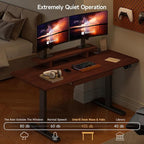 ONBRILL Standing Desk with Drawer, 55x23.6 Inches Solid Wood Desktop Stand Up Desk with Whole-Piece Board and Storage Shelf, Adjustable Height from 28-46 Inches for Home & Office, Black Walnut