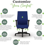 HON Ignition 2.0 Mid Back Task Chair, Spectrum Mesh, Advanced Synchro-Tilt Control, Office Chair with Lumbar Support, Height and Width Adjustable Arms, Black Frame, Cobalt