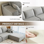 107.5" Cloud Sectional Couch with 1 Ottoman,Modern Modular Sofa with Deep Seat, Comfort U Shaped Sofa Couches for Living Room Bedroom Apartments,No Assembly Required, (Grey,Left Facing Chaise)