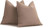 ZWJD Khaki Pillow Covers 22x22 Set of 2 Chenille Throw Pillow Covers with Elegant Design Soft and Luxurious Decorative Throw Pillows for Couch, Bed, and Home Decor