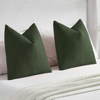 FUTEI Christmas Dark Green Chenille Decorative Throw Pillow Covers 20x20 Inch Set of 2,Soft Cozy Striped Geometric Patterns Cushion Cases,Modern Home Decor for Couch Bed Living Room