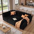 130'' Modern Modular Sectional Sofa with Movable Ottoman,5 Seats Cloud Comfort Corduroy Fluffy Couch,L Shaped Convertible Sofa Couch for Living Room,Black