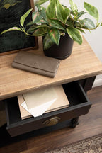 Kate and Laurel Rutledge Vintage Wooden Console Table with Shelf; 40 x 14 x 33; Hazelnut and Black; Traditional Wood Entryway Table with Drawers and Decorative Turned Legs for Entry Storage Options