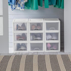 Sterilite 18-Pack Stacking Drawers, Clear Storage Closet Organizer, White Frame, 6 Quart