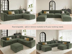 EASE MOOSE Extra Large Sectional Modular Sofa,Oversized U Shape Sectional Couch Wide Deep Seat Modular Cloud Couch,Green