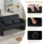 56'' Corduroy Loveseat Sofa, 2 Seater Love Seat Couch for Small Space, Comfy Upholstered Modern Leisure Loveseat Couches with Lumbar Pillows for Bedroom, Office, Living Room, Black