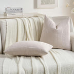 FUTEI Beige Chenille Decorative Throw Pillow Covers 24x24 Inch Set of 2,Soft Embossed Striped Textured European Cushion Case,Modern Home Decor for Couch Bed Living Room
