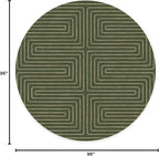 RUGGABLE x Jonathan Adler Machine Washable Area Rug – Labyrinth Fern Green 8 ft Round, Stain-Resistant, Non-Slip – Large Rugs for Living Room, Bedroom, Hallway, Entryway & Office–with Cushioned Pad