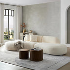 135.4" Oversized Curved Sofa, Modern Minimalist Comfy Sectional Couch, Upholsted Boucle Luxury Sofas Chaise, 6 Seater Modular Couches for Living Room Home Office Apartment(Left Facing,Beige)