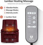 MCombo Dual Motor Power Lift Recliner Chair with Massage and Heat for Elderly People, Infinite Position, USB Ports, Cup Holders, Fabric 7890 (Medium, Burgundy)