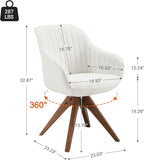 Zouron Mid Century Modern Accent Chair with Wooden Legs, Upholstered Swivel Chair No Wheels, Side Accent Armchair Vanity Chair for Small Space Home Office Living Room Bedroom, Beige