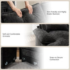 U Shaped Sectional Sofa with Storage Console, Cup Holders & USB Ports, Small Modular Cloud Couch with Deep Seats, Modern Comfy Living Room Sofa for Apartment, Chenille Black