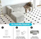 Modern One-Piece Foam Sofa with Ottoman, No Assembly Required, Ergonomic Design Couch, Eco-Friendly Chenille Fabric, Modular DIY Combination Sectional for Living Room, Apartment & Lounge (Light Gray)