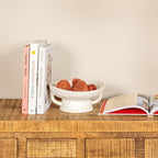 Creative Co-Op Stoneware Footed Pedestal/Bowl with Handles, Reactive Glaze, White