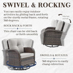 HUMMUH 7-Piece Patio Furniture Set with Fire Pit,Wicker Patio Sofa Set Outdoor Swivel Rocking Chairs with Ottomans for Backyard,Poolside,Deck