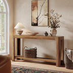 Tribesigns 63 Inch Entryway Console Table, 2-Tier Farmhouse Narrow Sofa Table Behind Couch, Accent Entrance Console Furniture for Entryway, Foyer, Hallway, Rustic Brown