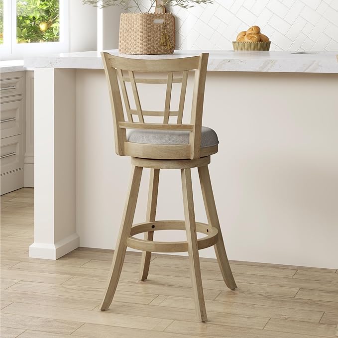 Hillsdale Fairfox Swivel Stool with Rectangular Lattice Back, Natural