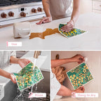 Papaya Reusable Paper Towels, Premium Swedish Dishcloths, Washable Reusable Dish Cloths, 1 Sheet Replaces 17 Rolls, Eco Friendly Stocking Stuffer - 2 Sheets, 1 Hook