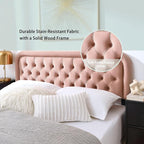 Tufted Upholstered Headboard,Button Solid Wood HeadBoards with Adjustable Height,Modern Performance Velvet Bed Head Boards,Easy Install&Nailhead (Pink, Queen)