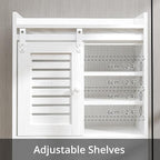 IRONCK Over The Toilet Storage Rack with Cabinet and Drawer, 6 Tier Bathroom Organizer Shelves Space Saver with Adjustable Shelf, Sliding Door, Paper Hook, White