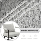 Single Accent Chair for Living Room, Mid Century Modern Upholstered Reading Armchair for Bedroom, Office, with Comfy Chenille Cushion Back & Metal Frame, Light Grey