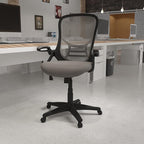 Flash Furniture Porter High-Back Swivel Office Chair with Adjustable Lumbar Support and Seat Height, Ergonomic Mesh Desk Chair with Flip-Up Armrests, Gray/Black