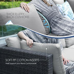 NICESOUL 8 Person Outdoor Patio Furniture Set, Extra Large Wicker Sectional Sofa with Ottoman, All-Weather Wide and Deep Seating Conversations for Outside Garden, 29.3'' High Back Comfy Couches,Grey
